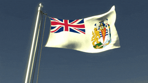 a white flag with a red white and blue british flag on it