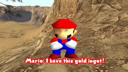 Mario I Have This Gold Ingot Woah GIF - Mario I Have This Gold Ingot Woah Happy GIFs