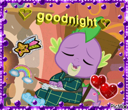 a picture of spike from my little pony with the words goodnight on it