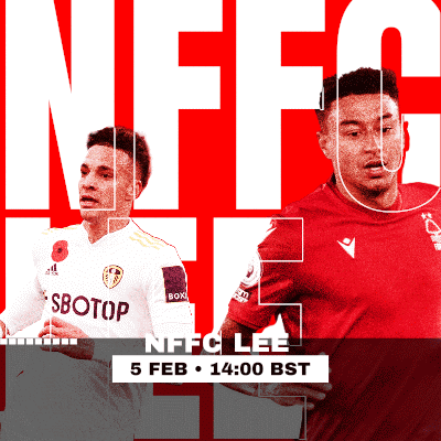 a red and white advertisement for nfc lee on feb 5th at 14:00 bst