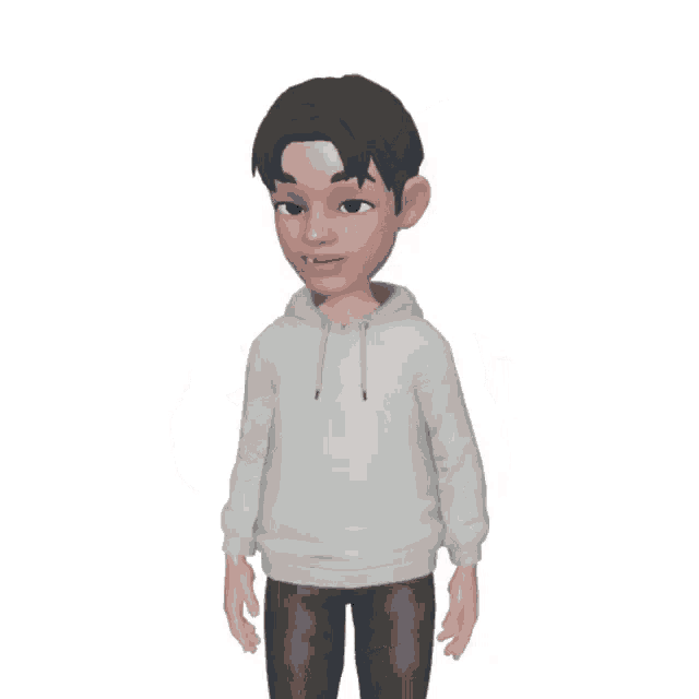 a 3d cartoon character making a heart shape with his hands