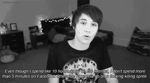 a black and white photo of a young man with the words even though i spend 10 hours a day on the internet