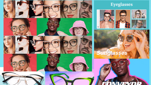a collage of people wearing glasses and sunglasses