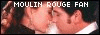 a picture of two people kissing with the words moulin rouge fan below them