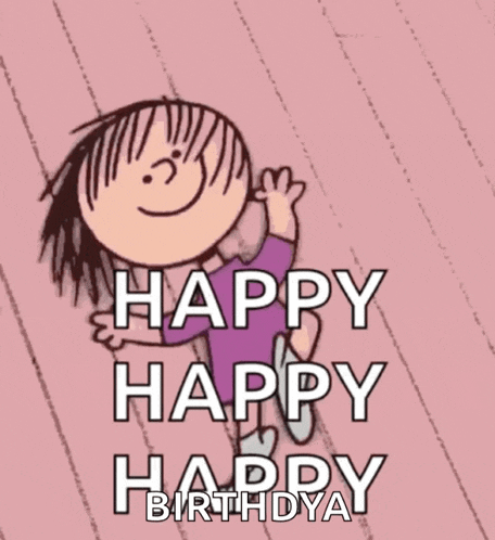 a cartoon of a boy with the words happy happy happy birthday written on it .