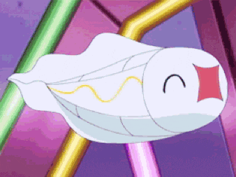 a cartoon drawing of a white ghost with a red face