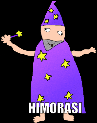 a cartoon of a wizard with the word himorasi on the bottom right