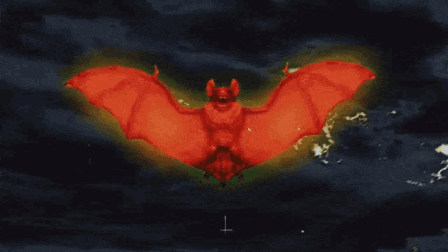 a drawing of a bat with a cross in the middle of it