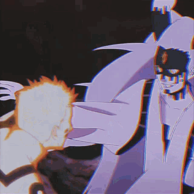 a cartoon of a man standing next to another man with a fireball in the background .