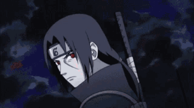 a cartoon character with red eyes and a headband with a letter g on it