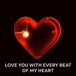 a red heart with a heartbeat line in it and the words `` love you with every beat of my heart '' .