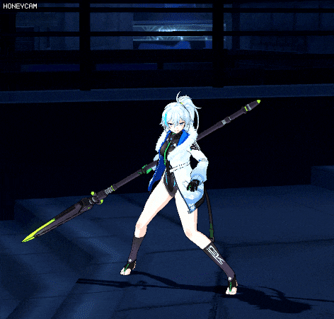 a video game character is doing a pole dance with the words honeycam visible in the upper left corner