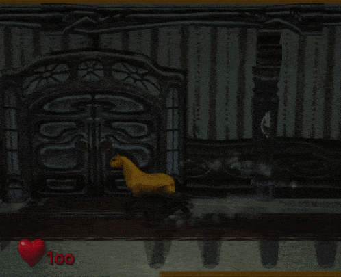 a screenshot of a video game with a horse and a heart that says 100