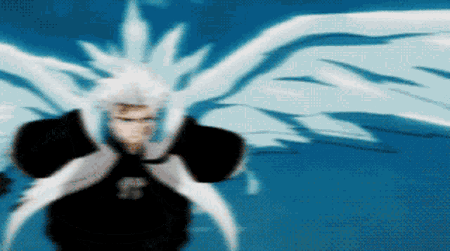 a blurry picture of a person with white wings and a black shirt with the number 35 on it