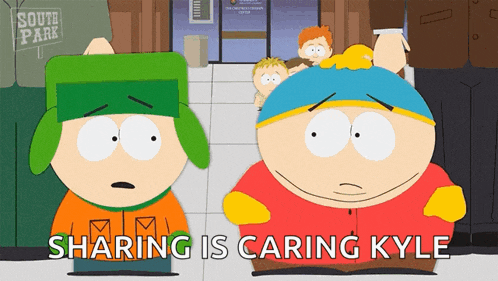 two cartoon characters from south park standing next to each other