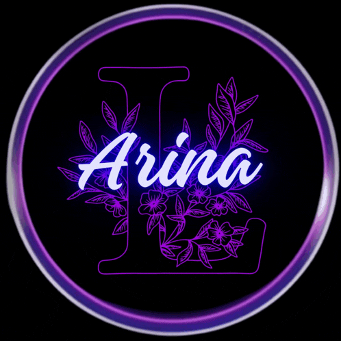 a purple circle with a letter l and the name arina