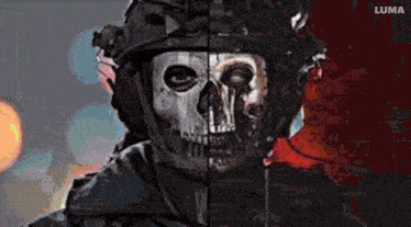 a picture of a soldier with a helmet and a skull mask