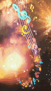 a painting of a treble clef and music notes
