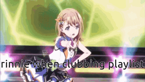 a girl is dancing on a stage with the words ' hinnie when clubbing playlist ' below her