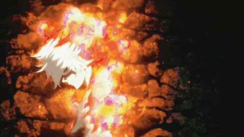 a drawing of a person surrounded by flames
