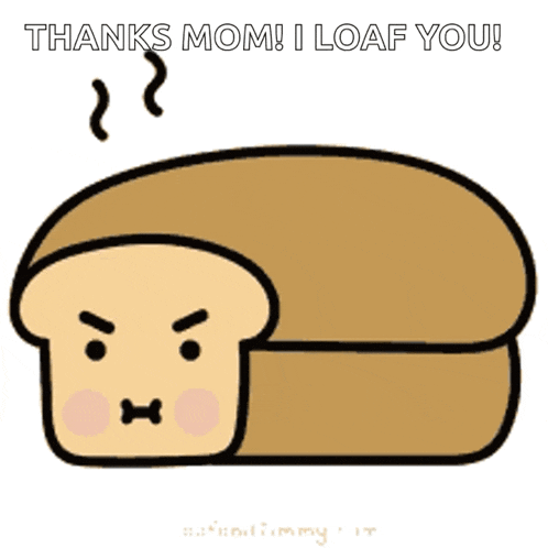 a cartoon drawing of a loaf of bread with an angry face
