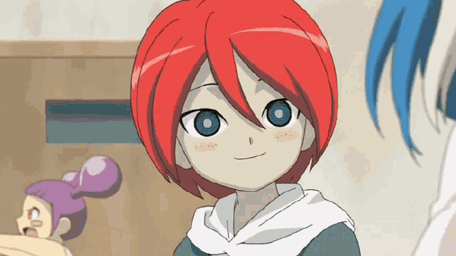 a little girl with red hair and green eyes