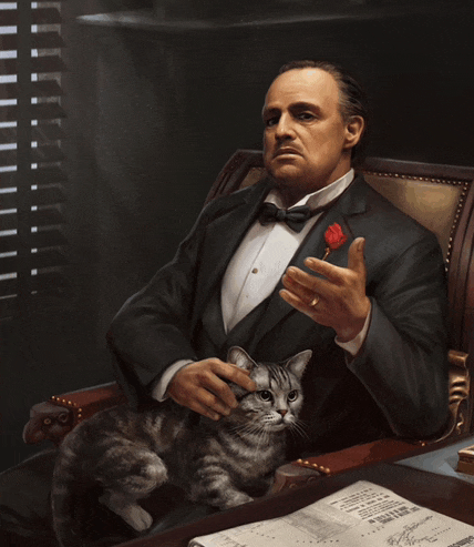 a man in a tuxedo is holding a cat on his lap
