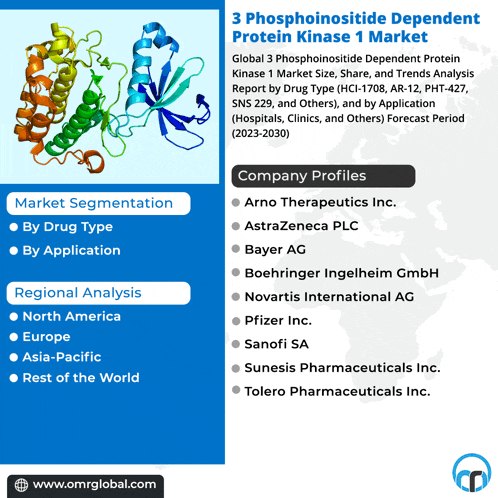 a blue poster titled 3 phosphorositide dependent protein kinase 1 market