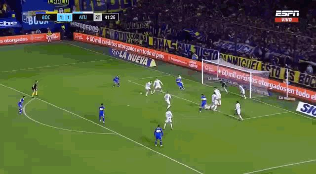 a soccer game is being played on espn and the score is 1 to 0