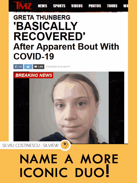 a tmz news article about greta thunberg 's recovery