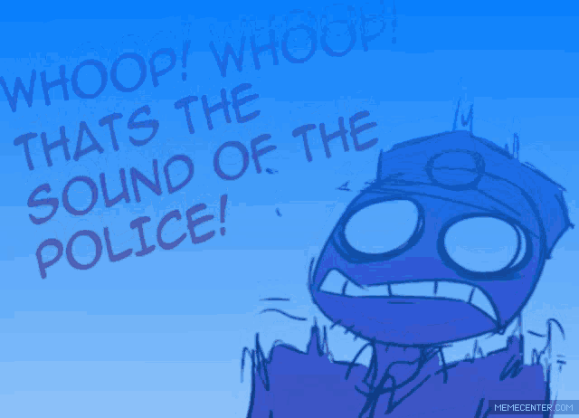a drawing of a purple police officer with the words whoop thats the sound of the police