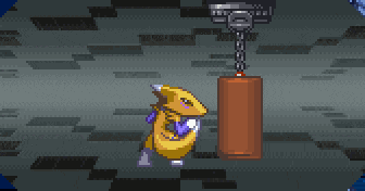 a pixel art drawing of a cartoon character with the number 10 on his chest