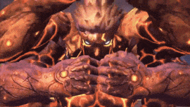 a video game character with flames coming out of his face