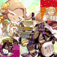 a collage of cartoon characters with the words " es of honor cookie " at the bottom