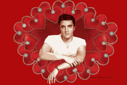 elvis presley is surrounded by hearts and diamonds