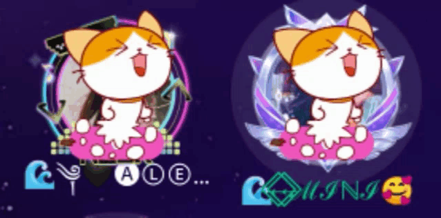 a cartoon cat is sitting in a circle with the word aoe on it