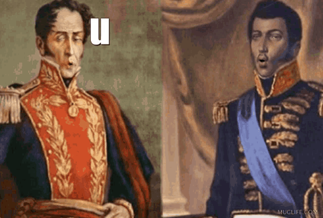 a painting of a man with the letter u on it