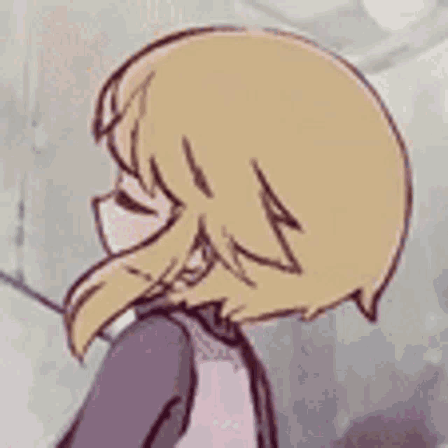 a close up of a cartoon girl with blonde hair and glasses .