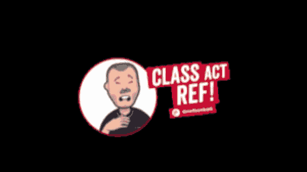 a cartoon of a man with a soccer ball and the words class ref