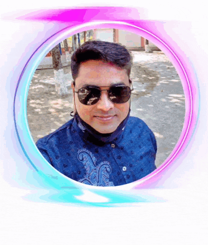 a man wearing sunglasses and a face mask takes a selfie