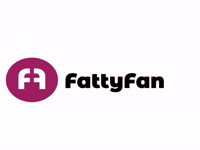 a logo for fattyfan with a purple circle in the center