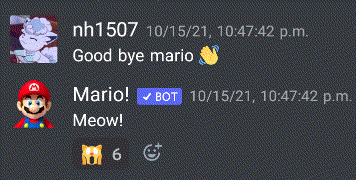 a screenshot of a conversation between mario and a cat