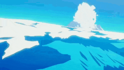 a drawing of a mountain in the ocean
