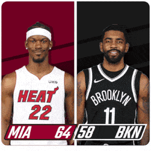 Miami Heat (64) Vs. Brooklyn Nets (58) Half-time Break GIF - Nba Basketball Nba 2021 GIFs