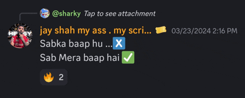 a screenshot of a conversation between jay shah and sabka baap