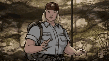 a cartoon of a woman wearing a hat that says king on it