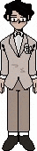 a pixel art of a man wearing a suit and bow tie .