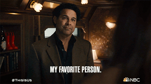 a man in a suit says " my favorite person " in a nbc ad