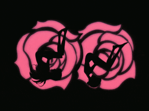 a couple of anime characters laying on top of each other on a black background