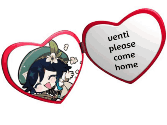 a heart shaped mirror with the words venti please come home